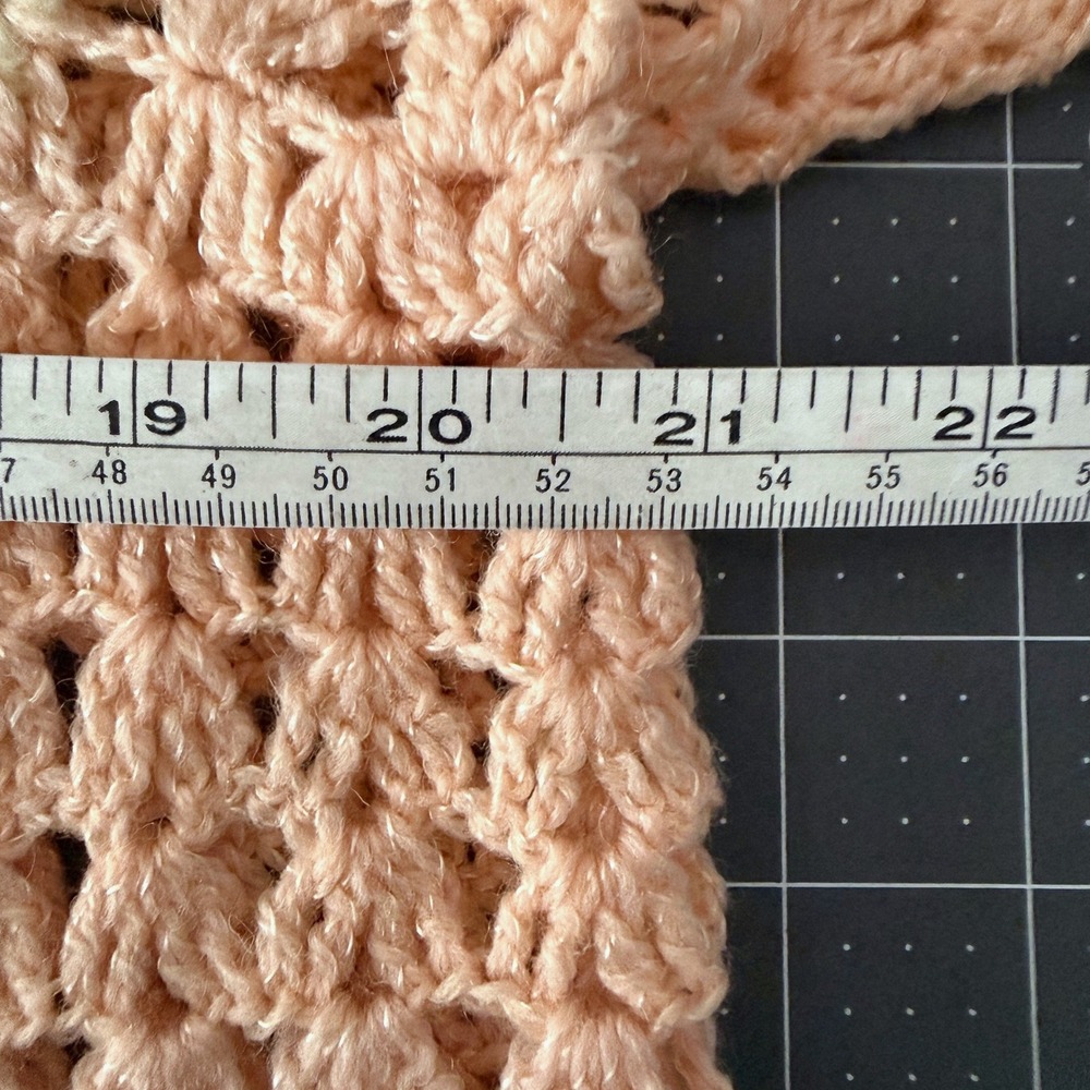 Handmade Coquette Cottage Crochet Cardigan Pastel Pink Ribbon Medium Sweater - Picture 4 of 6